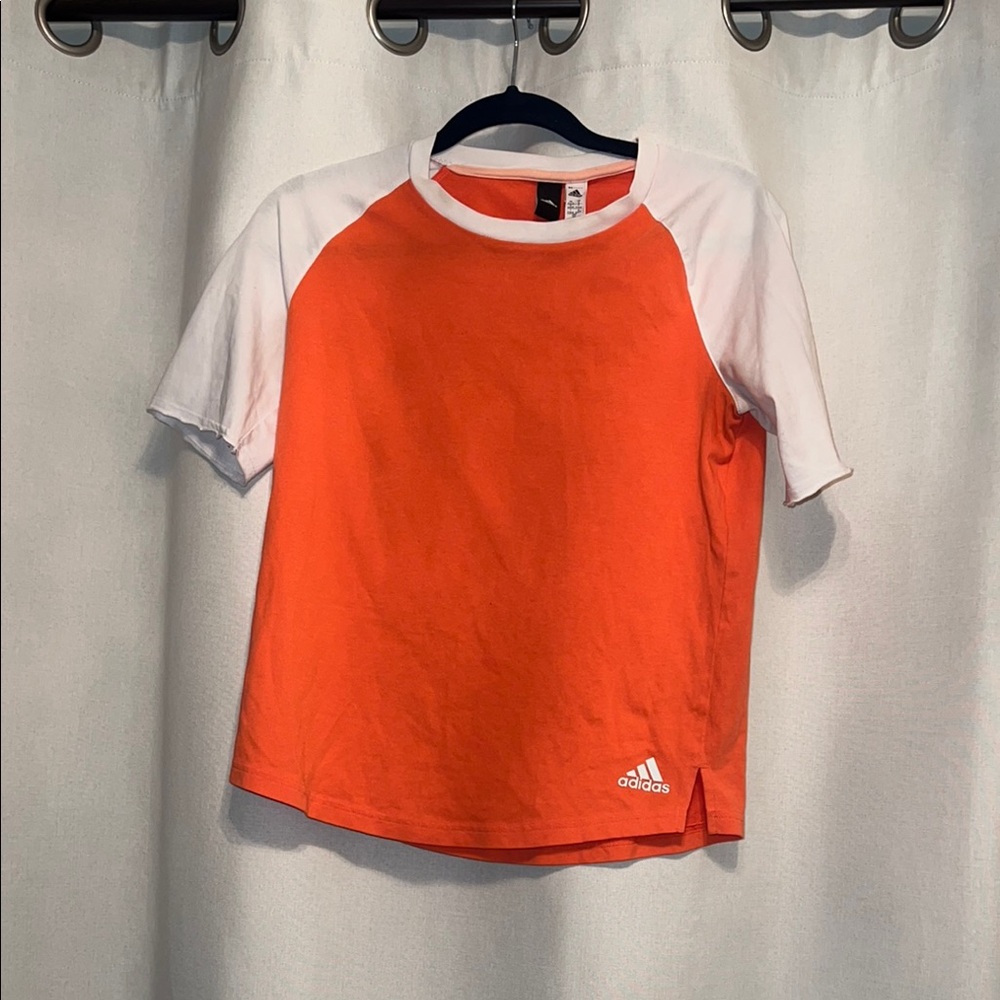 Adidas Kids Orange and White Raglan T-Shirt